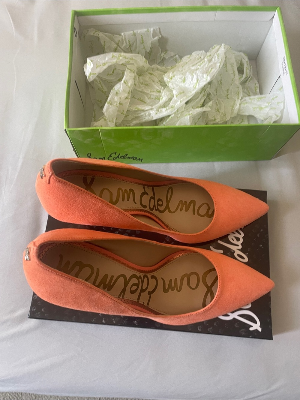 Sam Edelman Hazel Pointy Toe Pump in Melon Suede NEW - Picture 3 of 6